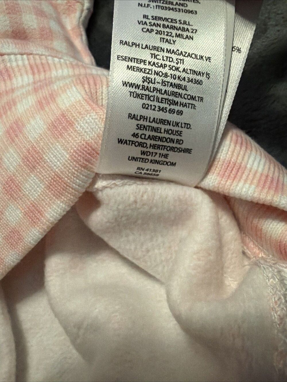 Medium Polo Ralph Lauren Gingham Fleece Sweatshirt Pink White - Picture 8 of 13